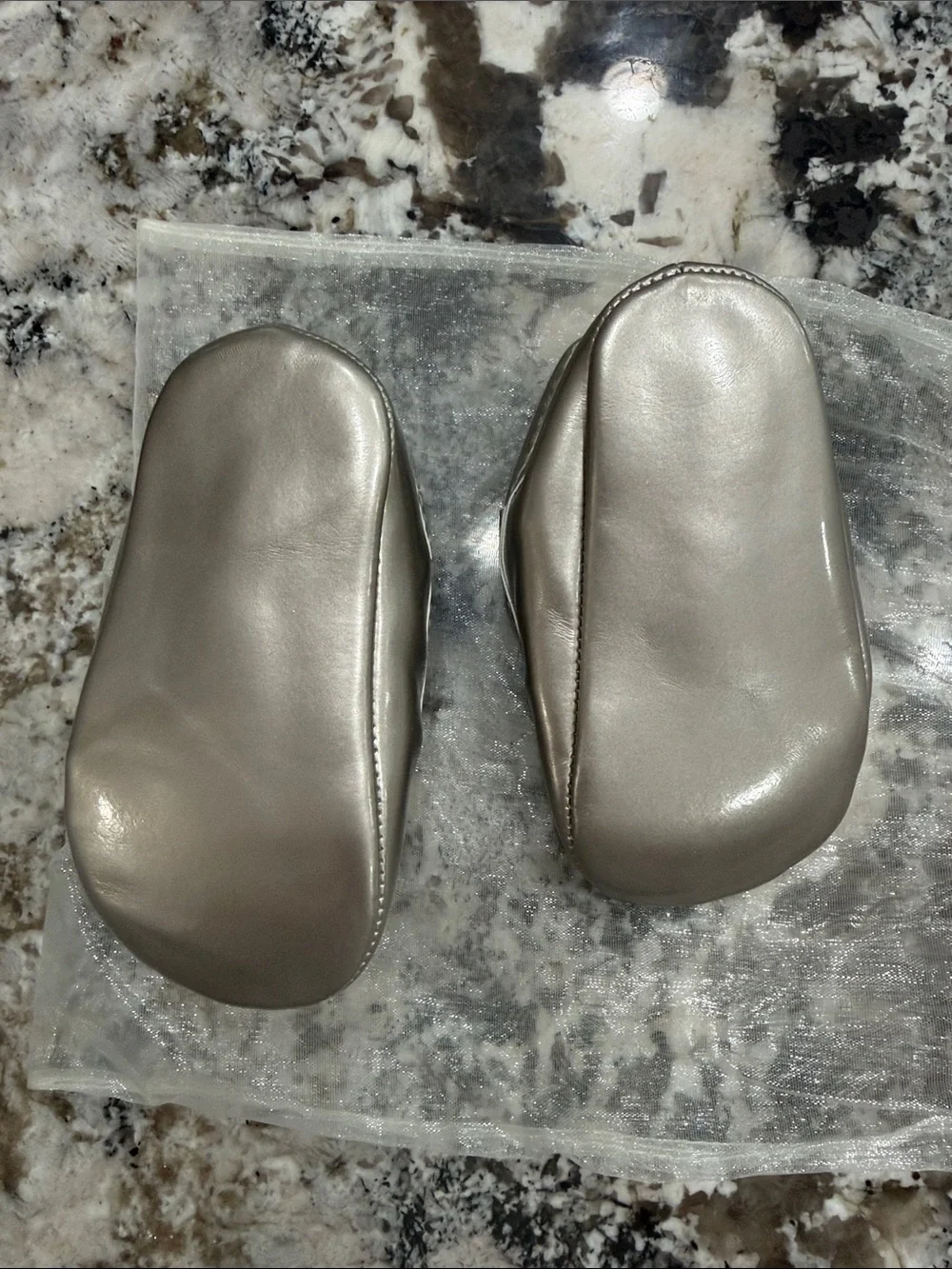 Janie and Jack Metallic Silver Crisscross Baby Ballet Flats crib shoes size 2